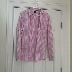 Mens dress shirt pink and white button up